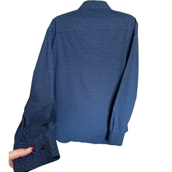 Peter Millar Yankee Blue Printed Townsend Button Down Long Sleeve Shirt Size XL - Picture 8 of 13